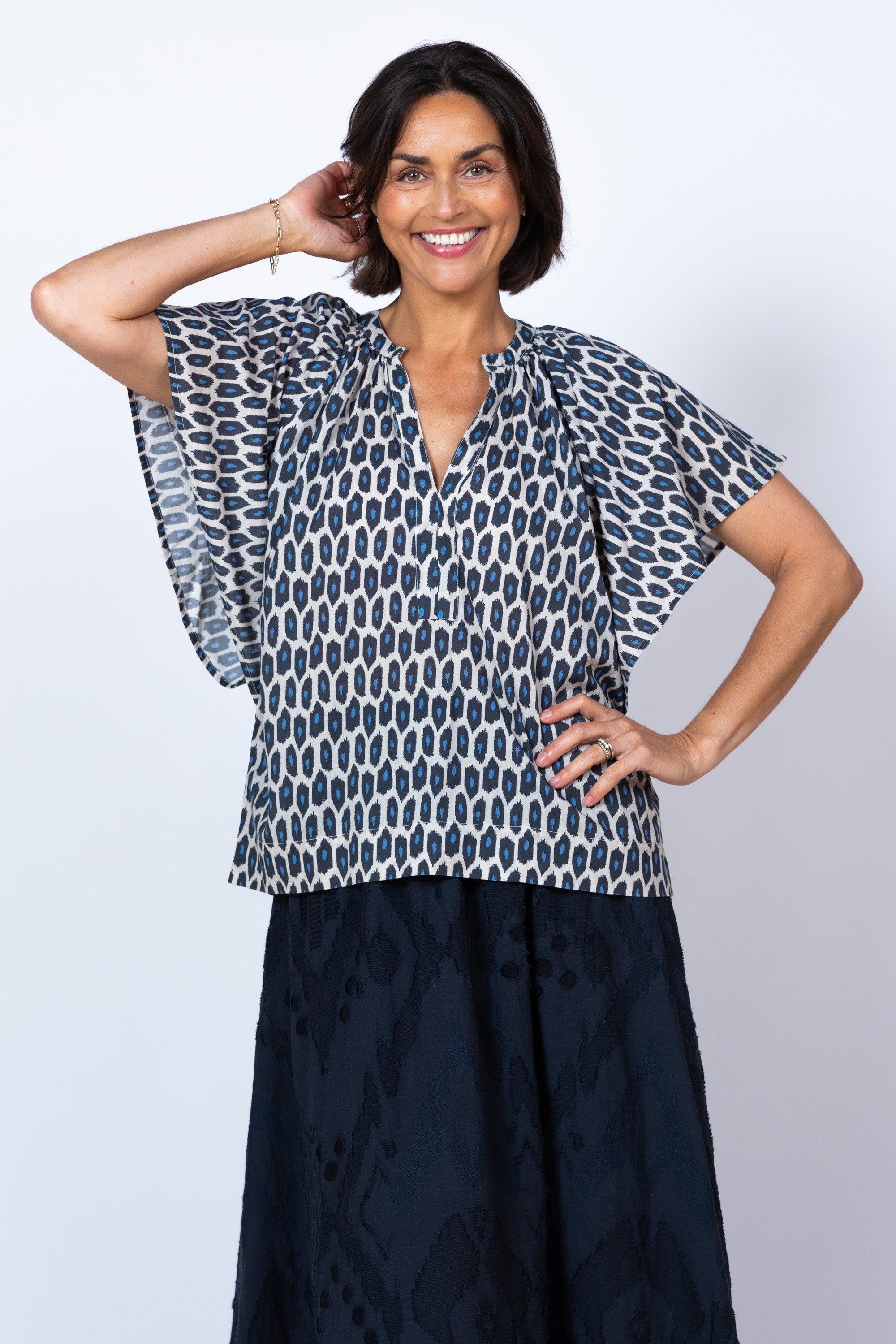 Blouse met vlindermouwen - Ecru