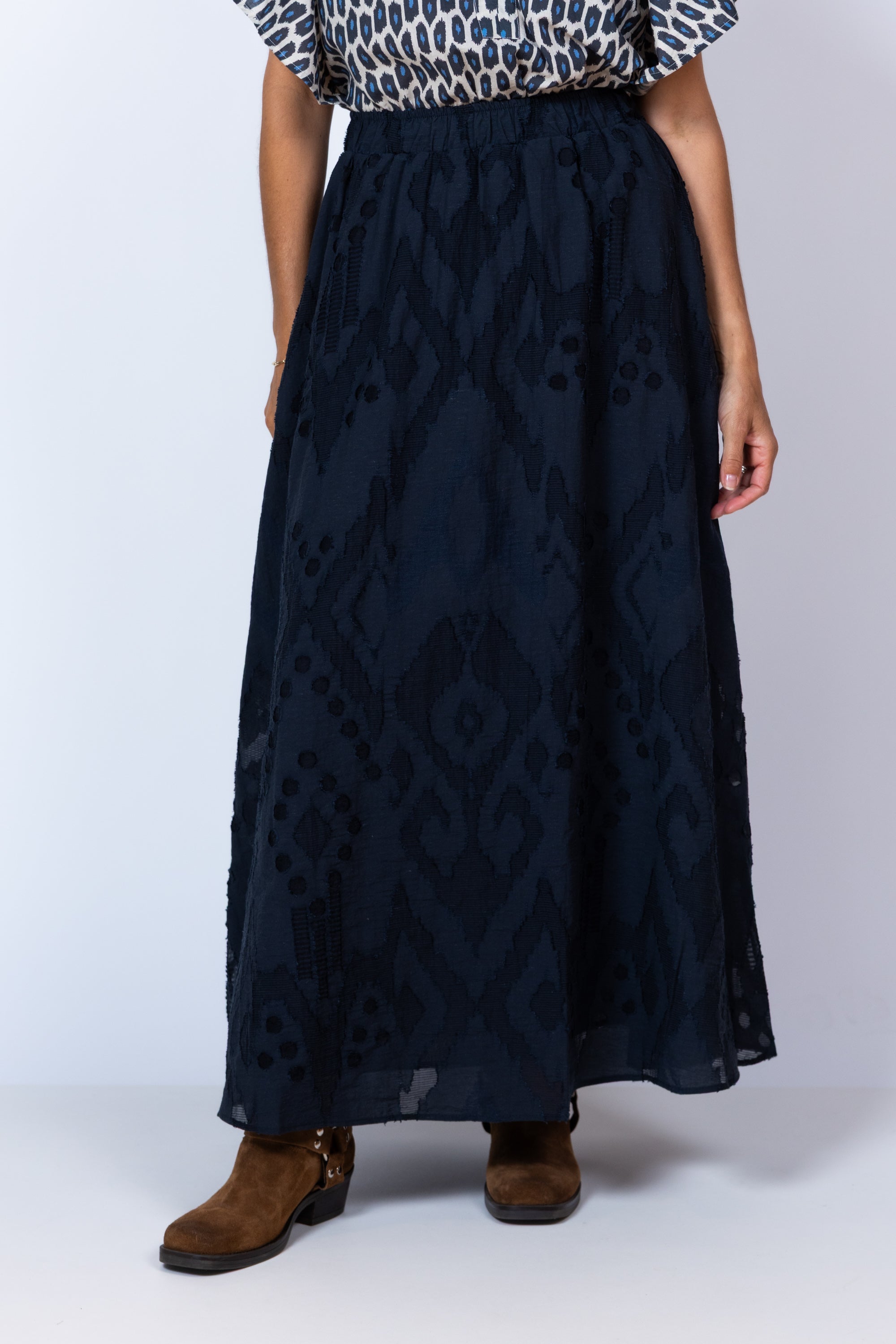 Rok met dessin - Marine